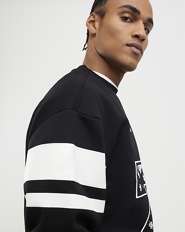 River Island Black Oversized Fit Bandana Sweatshirt