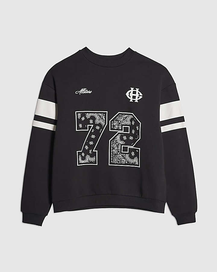 river island Black Oversized Fit Bandana Sweatshirt