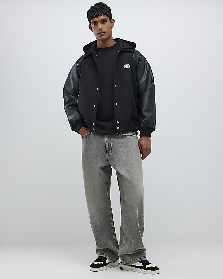 River Island Black Oversized Fit Hokkaido Beaded T-Shirt