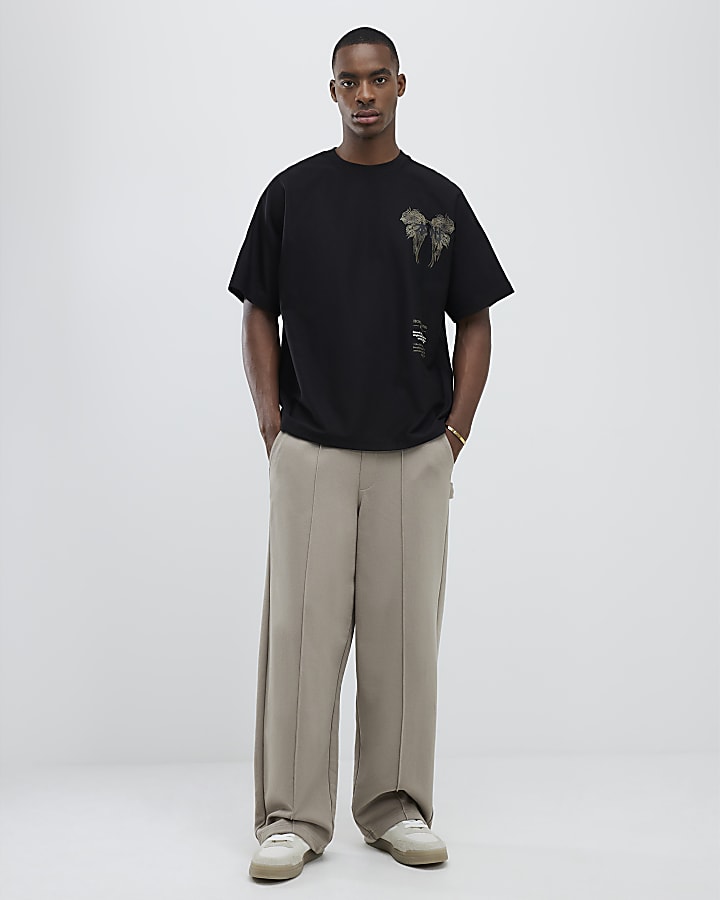 River Island Black Oversized Fit Honshu Beasty T-Shirt