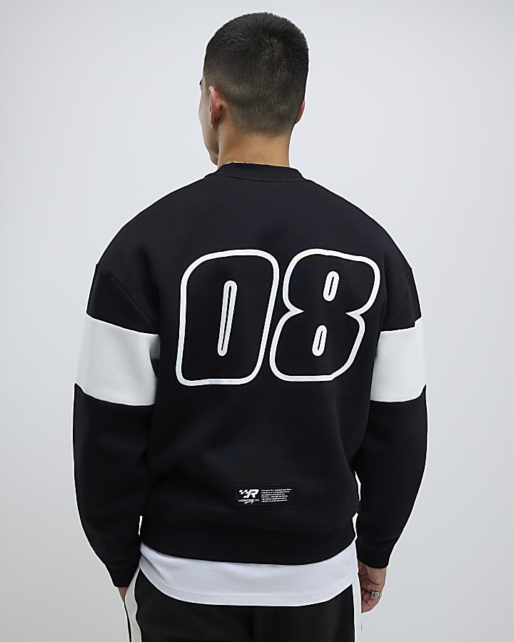 River Island Black Oversized Fit Mont Prix Sweatshirt