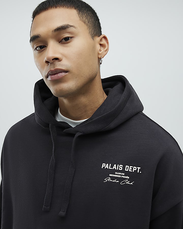 River Island Black Oversized Fit Palais Dept Hoodie