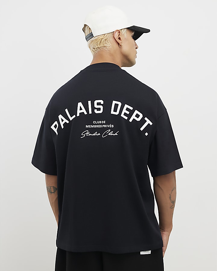 River Island Black Oversized Fit Palais Dept T-Shirt