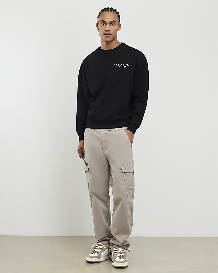 River Island Black Oversized Fit Tokyo Dragon Sweatshirt