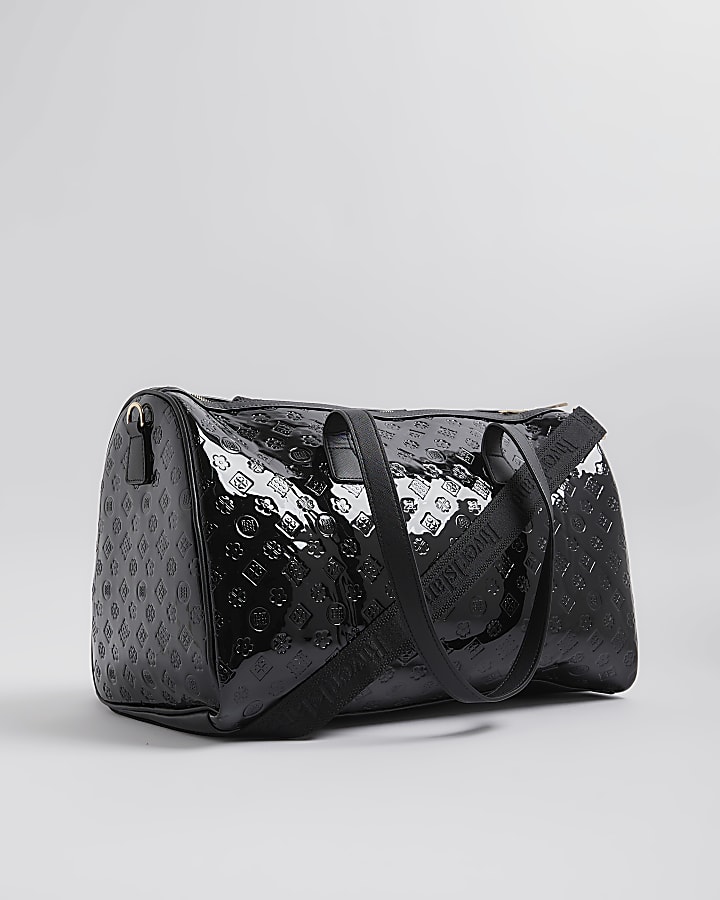 River Island Black Patent Monogram Charm Holdall Bag