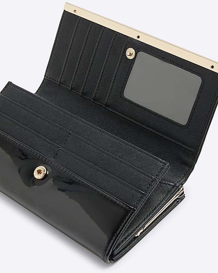 river island Black Patent RI Monogram Panelled Purse
