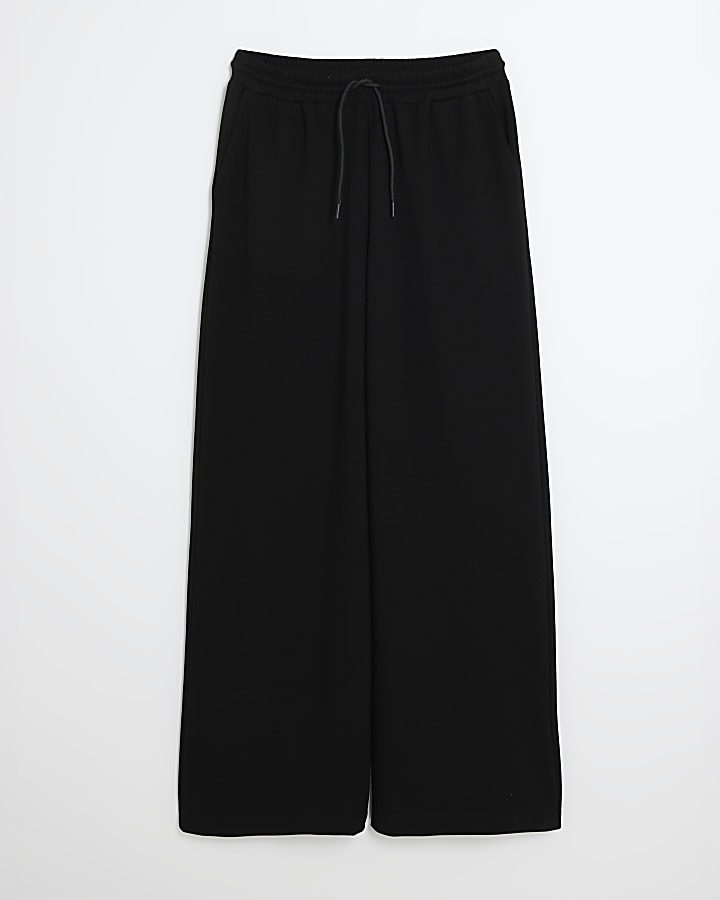 river island Black Premium High Waisted Wide Leg Joggers
