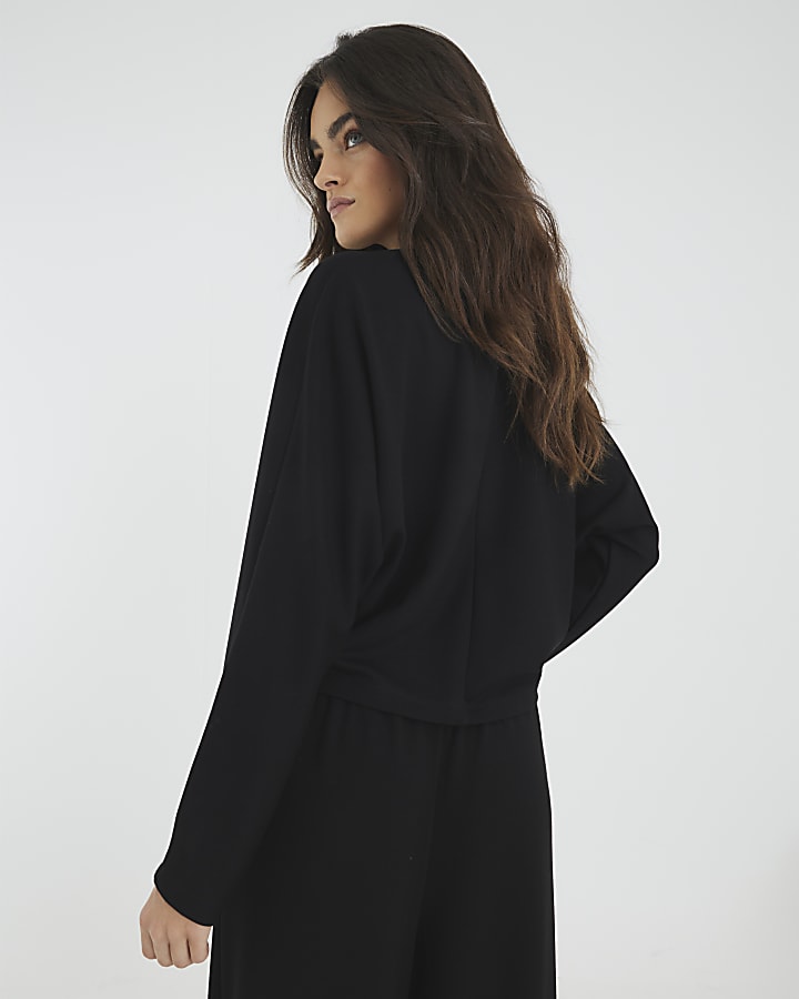 River Island Black Premium Long Sleeve Batwing Sweatshirt