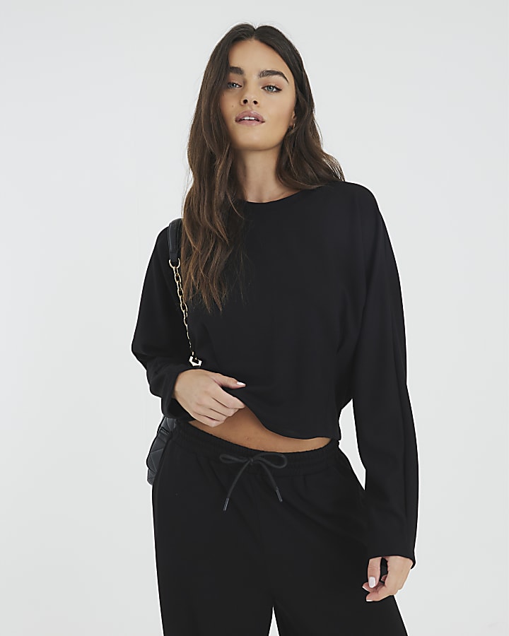 River Island Black Premium Long Sleeve Batwing Sweatshirt