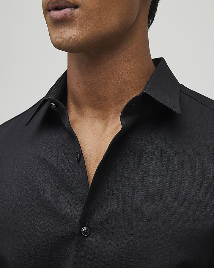 River Island Black Premium Long Sleeve Formal Shirt