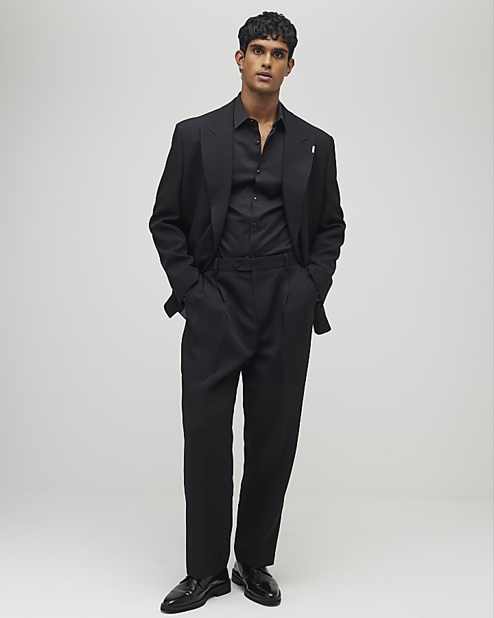 River Island Black Premium Long Sleeve Formal Shirt