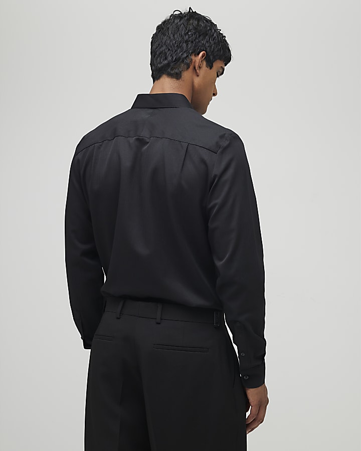 River Island Black Premium Long Sleeve Formal Shirt