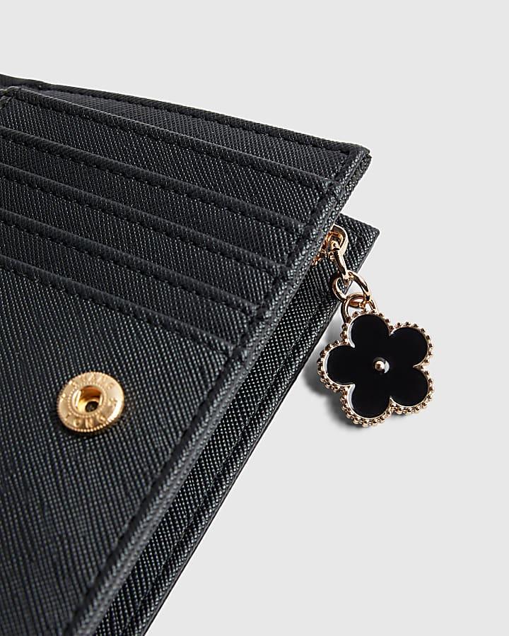 River Island Black Quilted Monogram Print Fold Out Purse