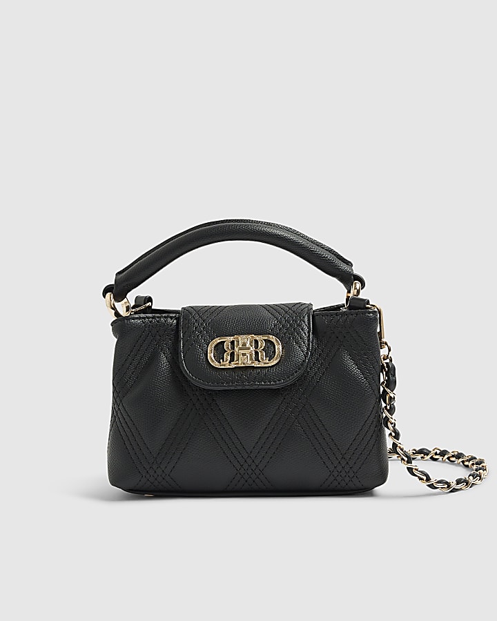 River Island Black Quilted Top Handle Cross Body Bag