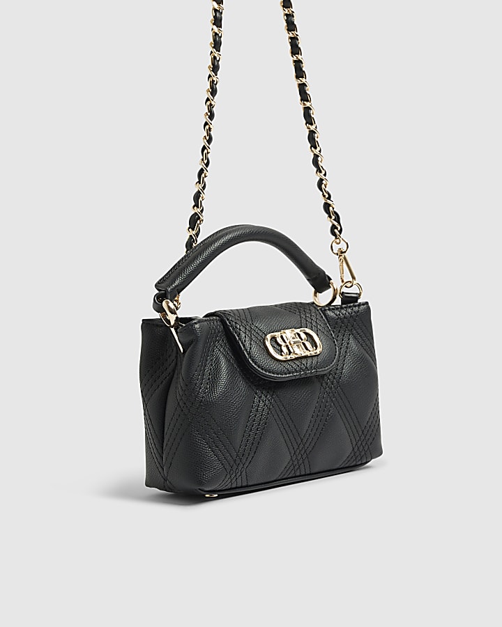 River Island Black Quilted Top Handle Cross Body Bag
