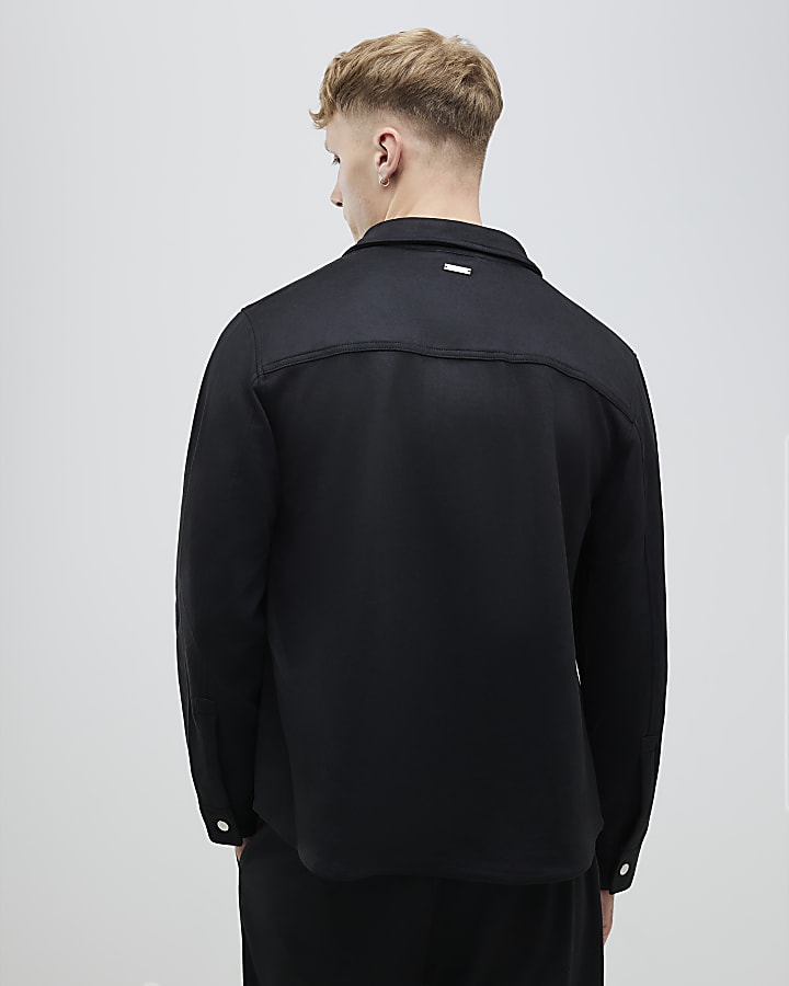River Island Black Regular Fit Faux Suede Overshirt