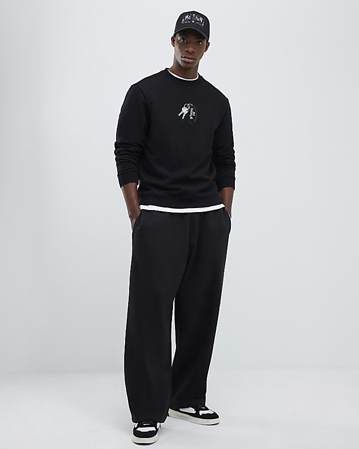 River Island Black Regular Fit Getaway Car Sweatshirt