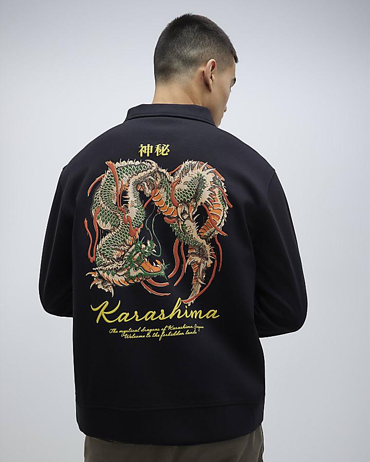 River Island Black Regular Fit Japanese Snake Shacket