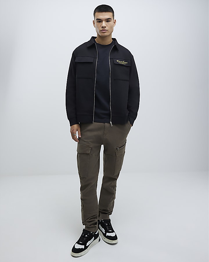 River Island Black Regular Fit Japanese Snake Shacket