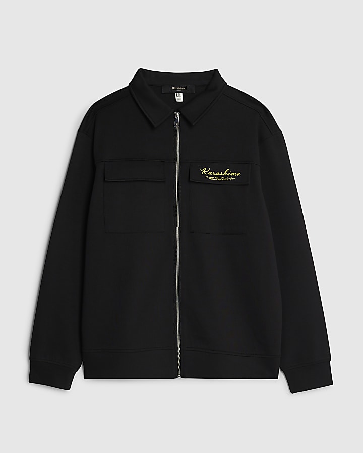 river island Black Regular Fit Japanese Snake Shacket