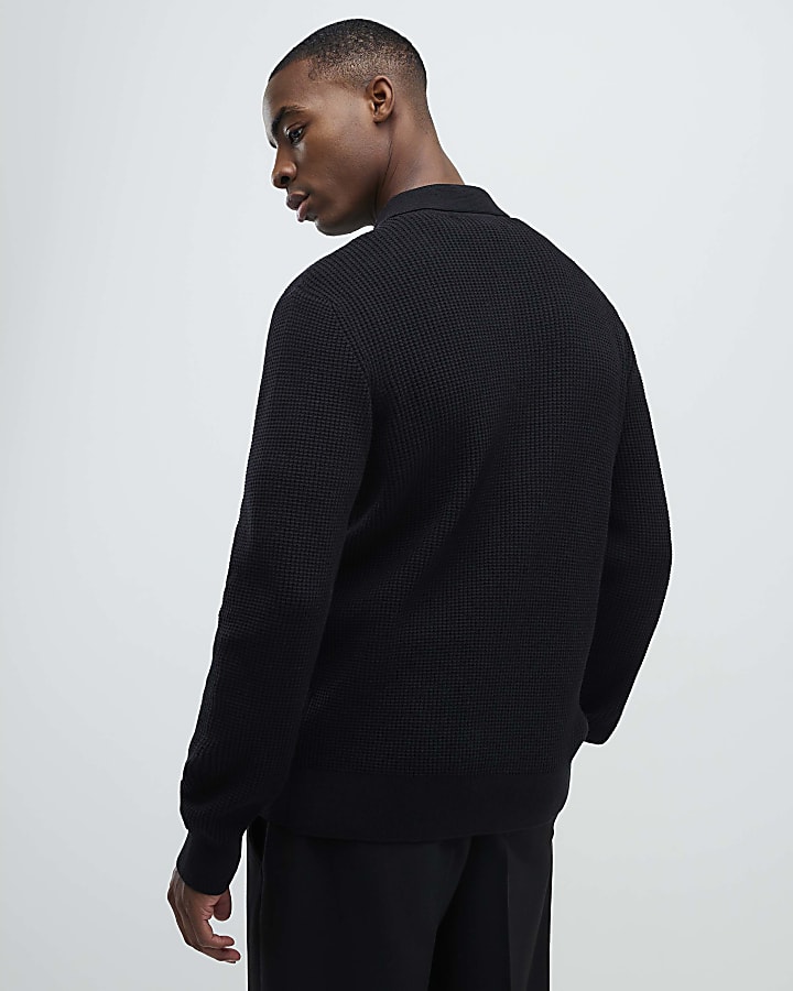River Island Black Regular Fit Knitted Button Up Cardigan