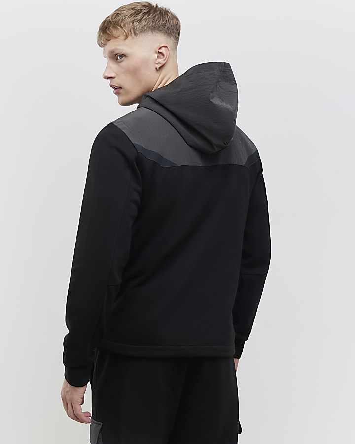 River Island Black Regular Fit Luminis Badge Hoodie