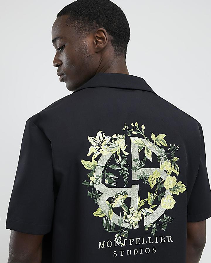 River Island Black Regular Fit Montpellier Studios Shirt