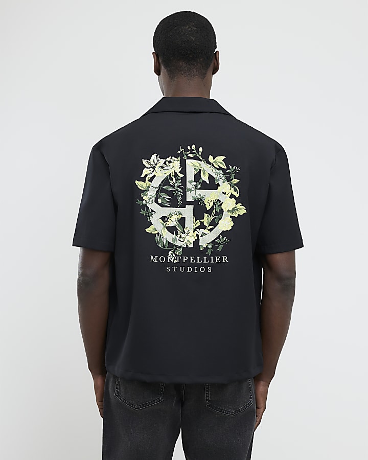 River Island Black Regular Fit Montpellier Studios Shirt