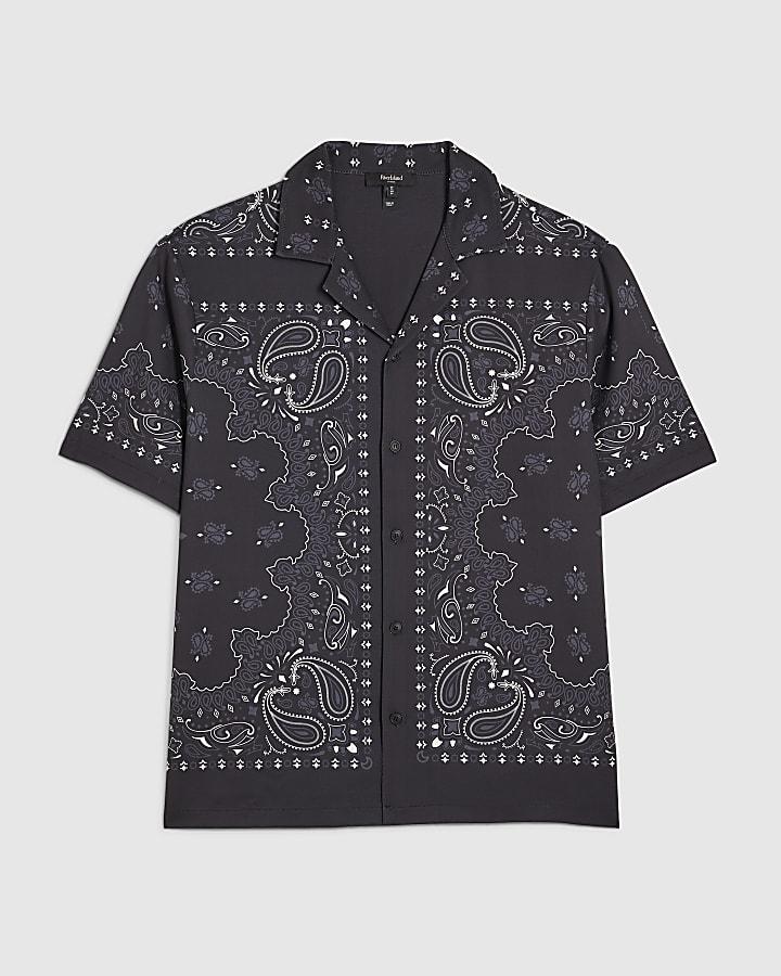 river island Black Regular Fit Paisley Border Shirt