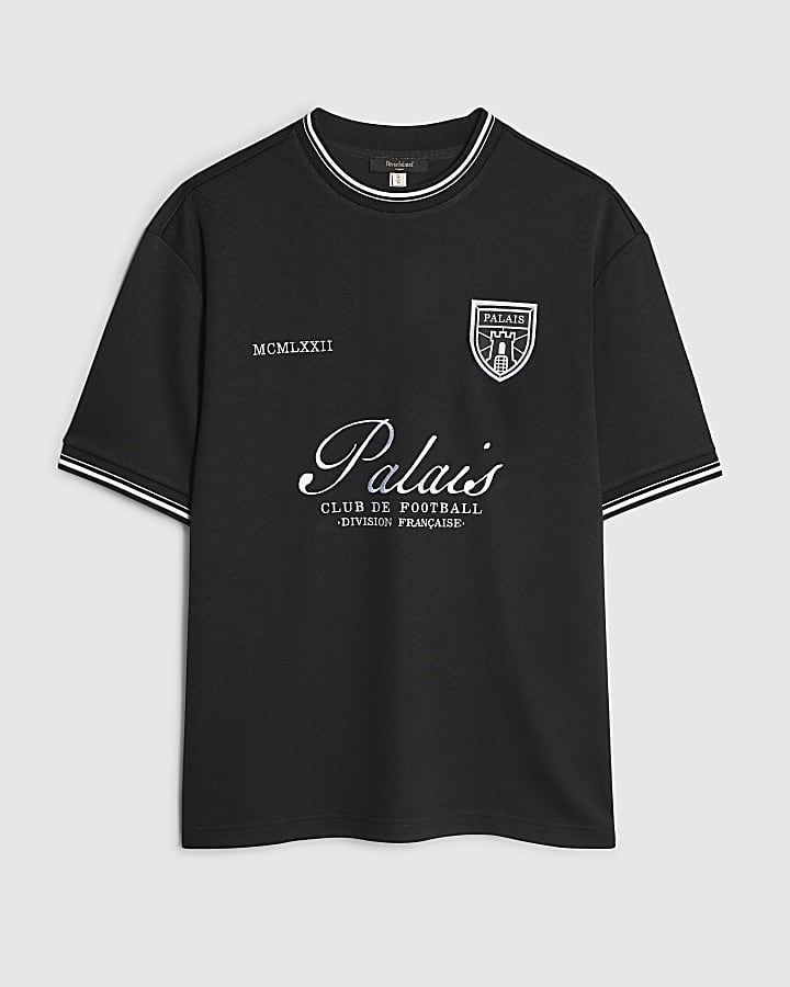 river island Black Regular Fit Palais Badge T-Shirt