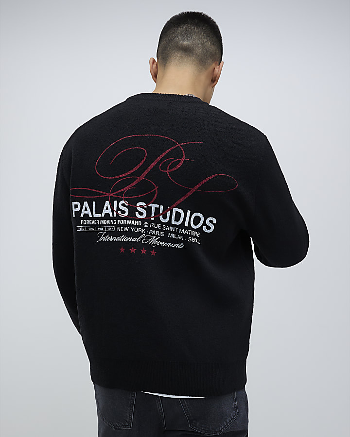 River Island Black Regular Fit Palais Studio Sweatshirt