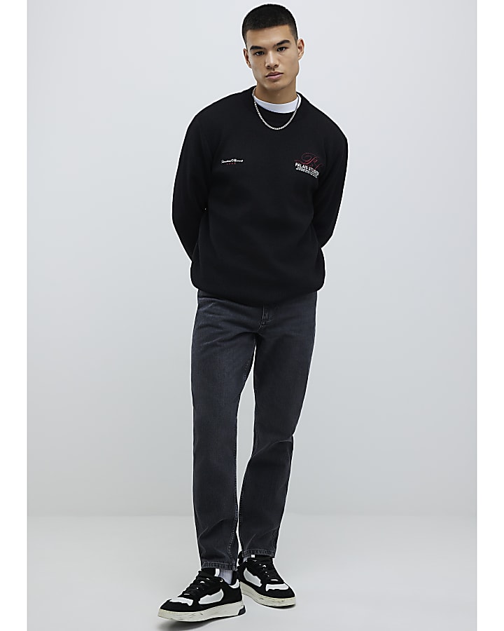 River Island Black Regular Fit Palais Studio Sweatshirt