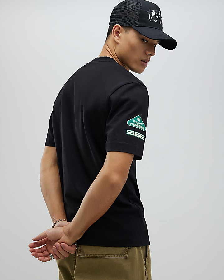 River Island Black Regular Fit Penrose Crest T-Shirt