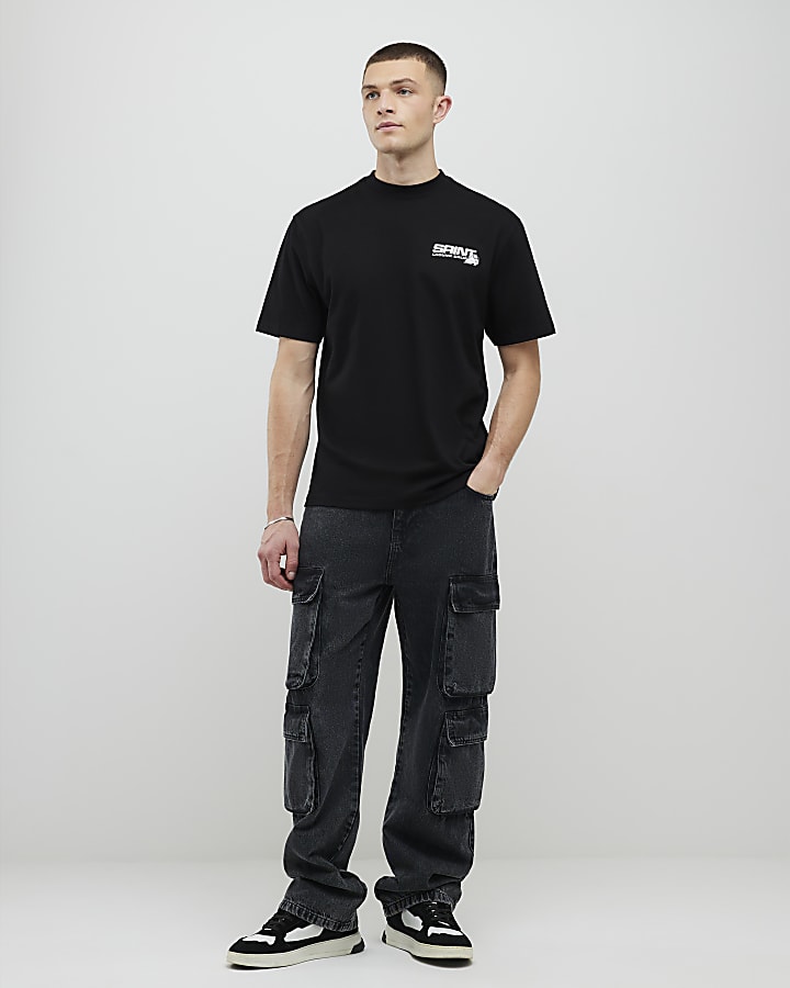 River Island Black Regular Fit Saint Motorbike T-Shirt