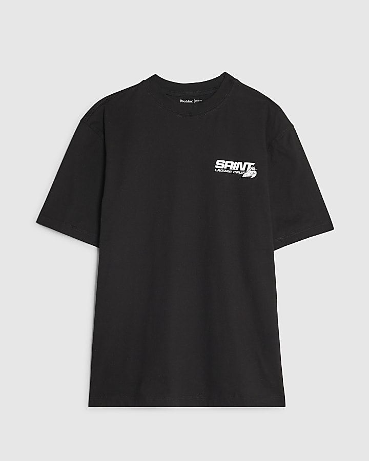 river island Black Regular Fit Saint Motorbike T-Shirt
