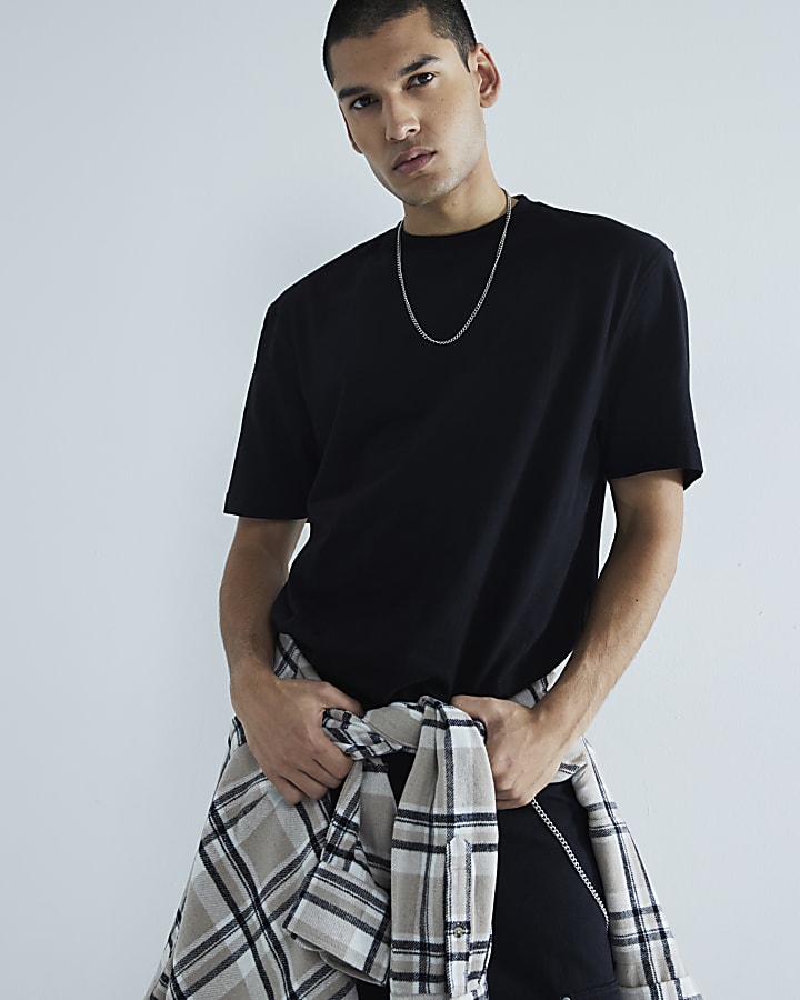 River Island Black Regular Fit Short Sleeve T-Shirts 3Pack