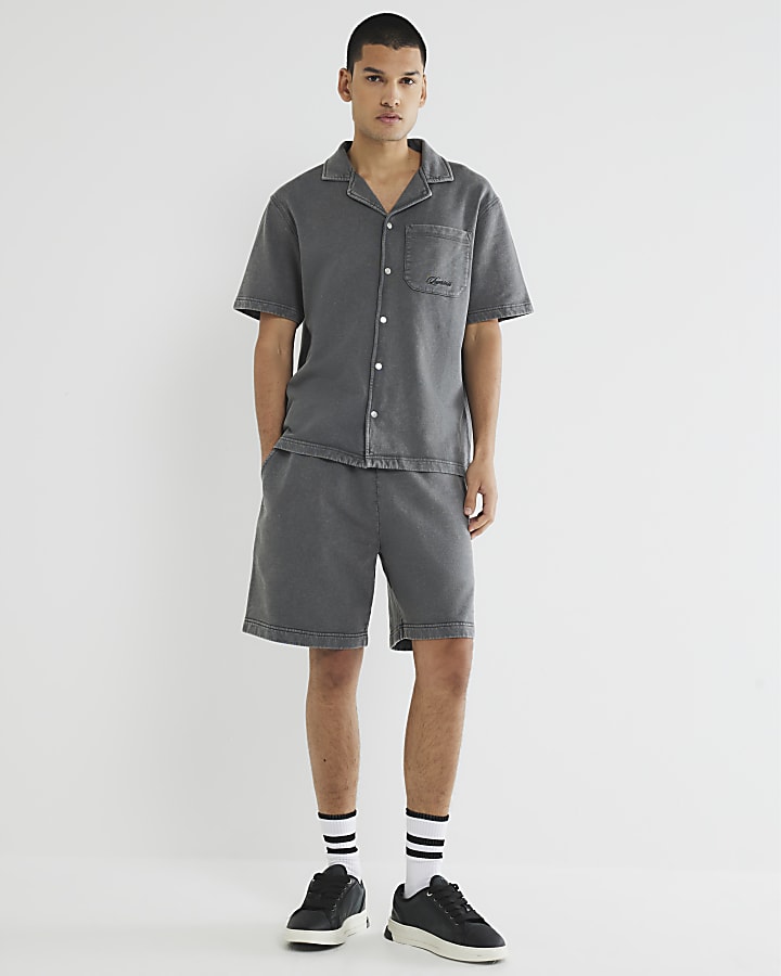 River Island Black Regular Fit Washed Luminis Polo Shirt