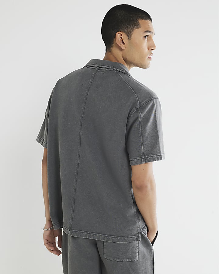 River Island Black Regular Fit Washed Luminis Polo Shirt
