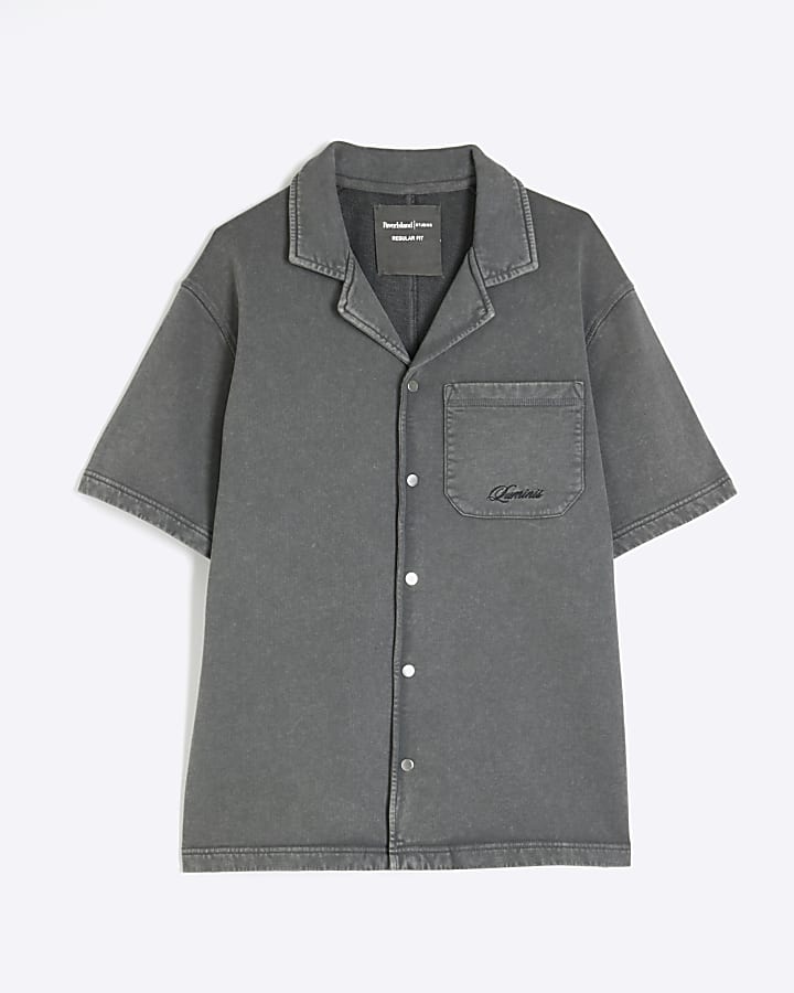 river island Black Regular Fit Washed Luminis Polo Shirt