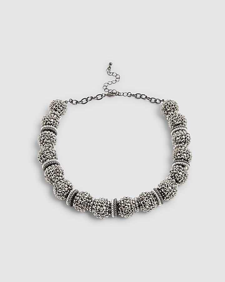 River Island Black Rhinestone Chunky Collar Necklace