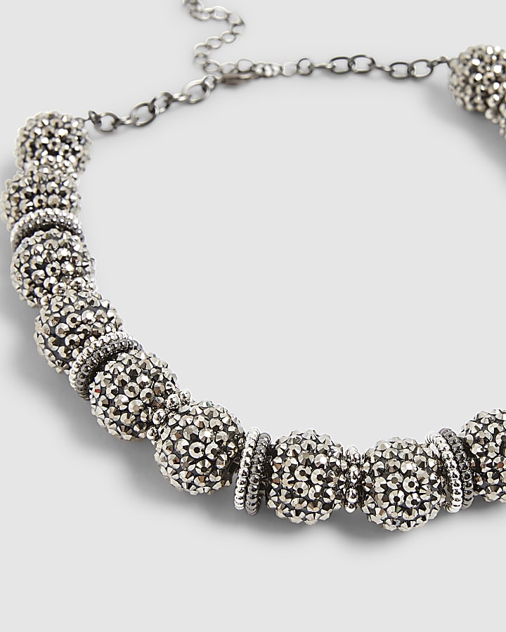 River Island Black Rhinestone Chunky Collar Necklace