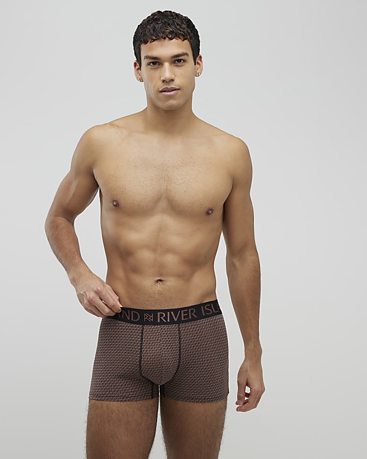 River Island Black RR Print Metallic Pack Of 5 Trunks