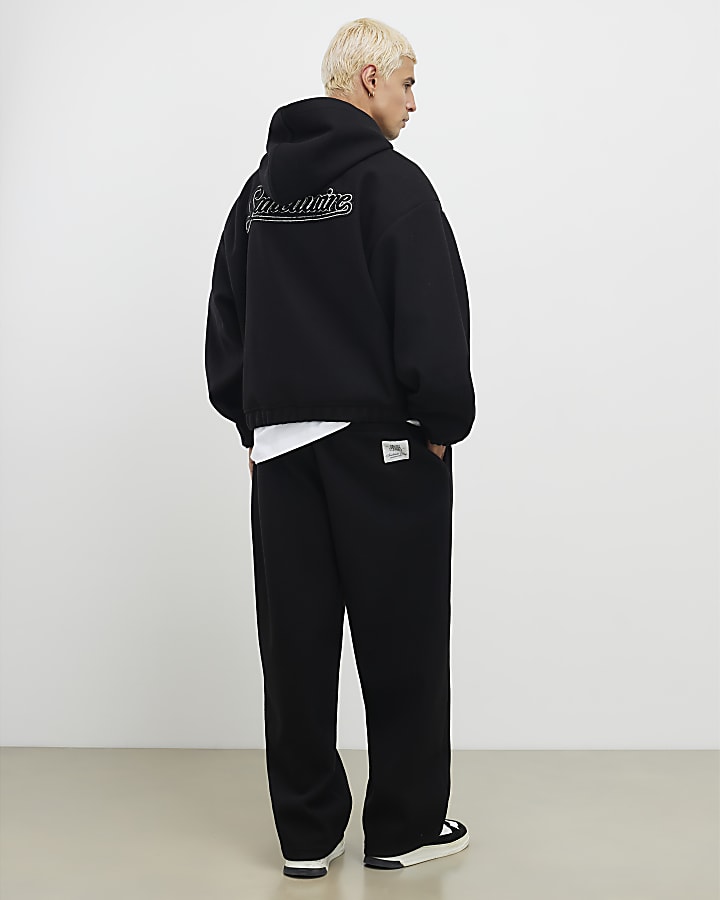 River Island Black Sanctuaire Club Wide Fit Joggers