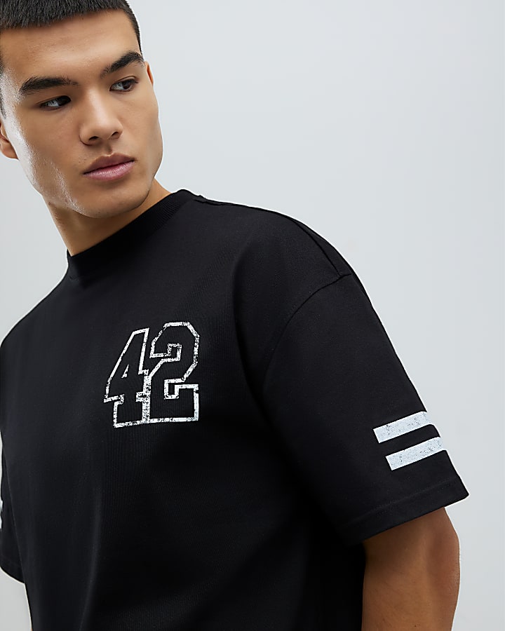 River Island Black Short Sleeve Oversized Number T-Shirt