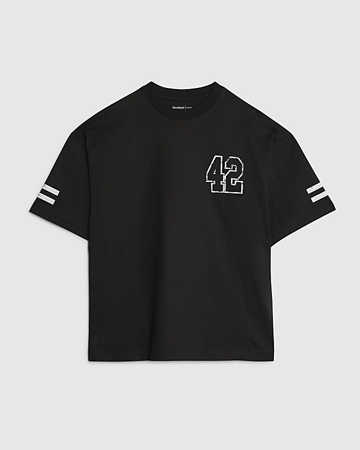 river island Black Short Sleeve Oversized Number T-Shirt