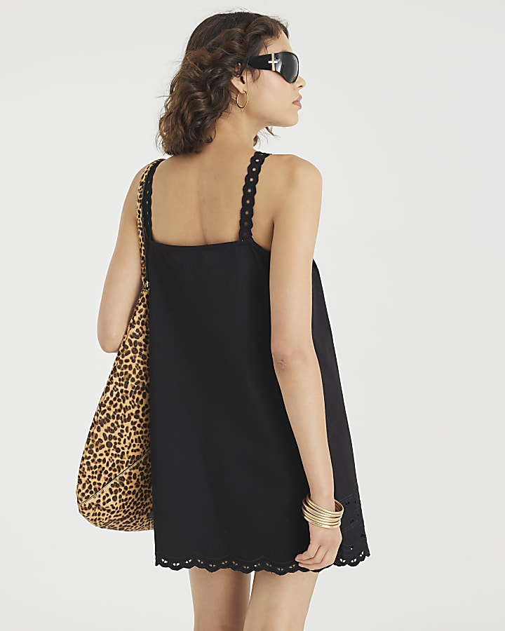 River Island Black Sleeveless Cut Out Mini Shift Dress