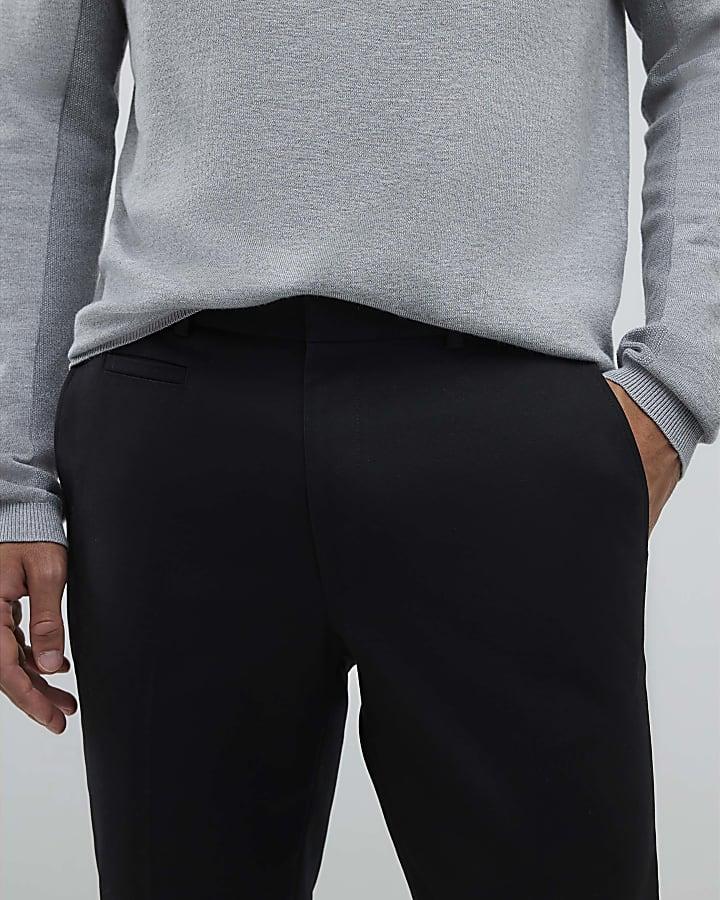 River Island Black Slim Fit Elasticated Chino Trousers