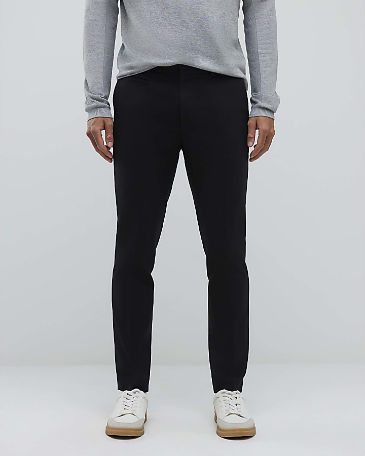 River Island Black Slim Fit Elasticated Chino Trousers