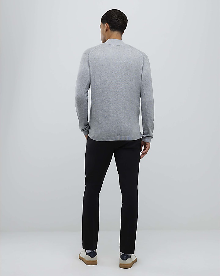 River Island Black Slim Fit Elasticated Chino Trousers