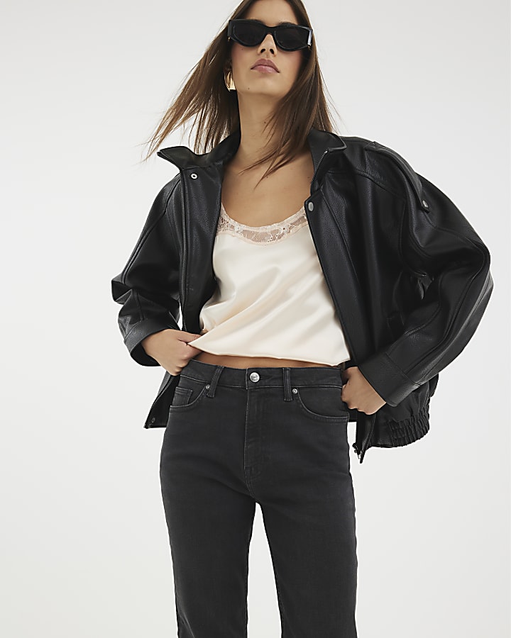 River Island Black Slim Fit High Waisted Ankle Jeans